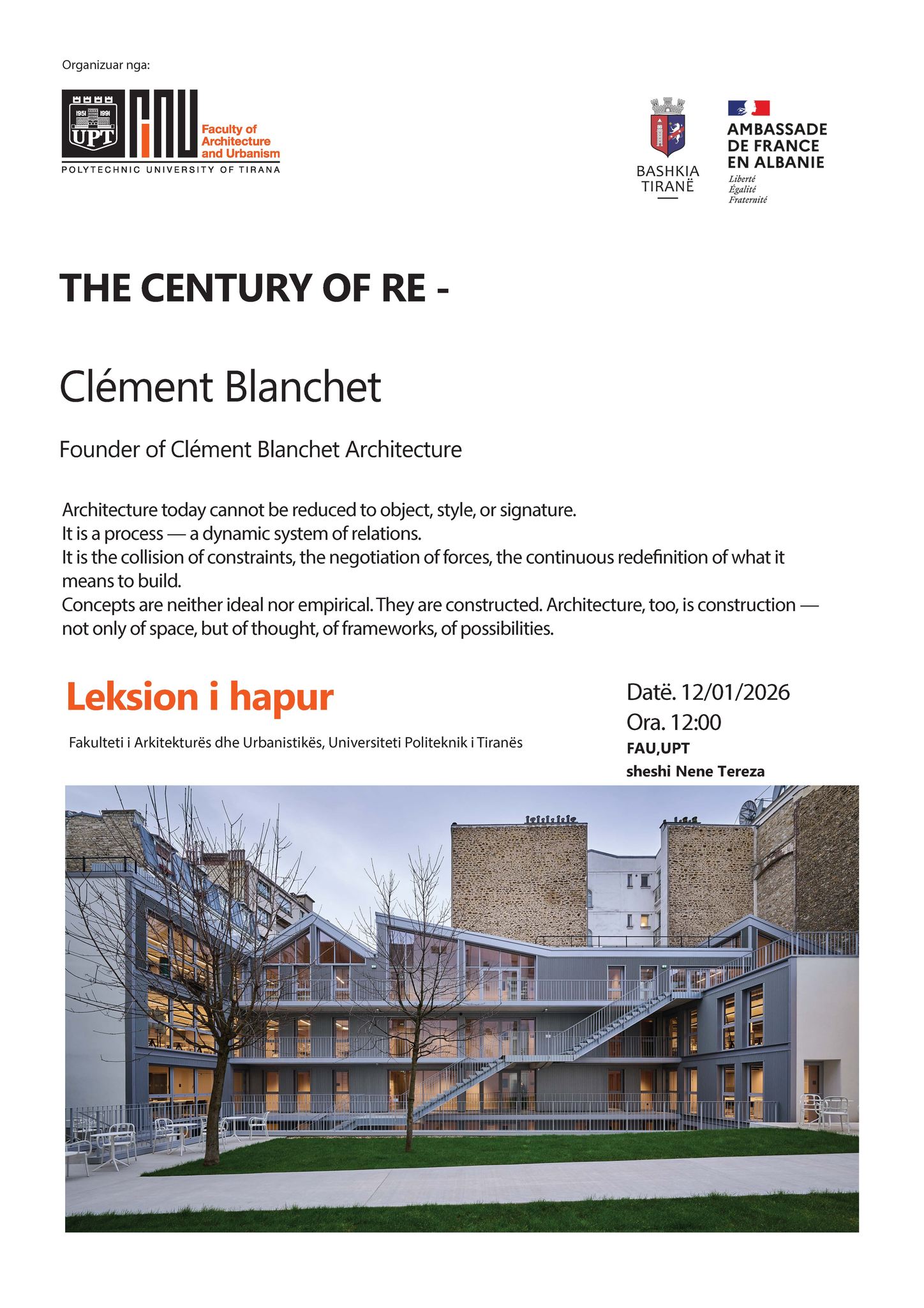 Leksion i hapur në FAU: THE CENTURY OF RE-