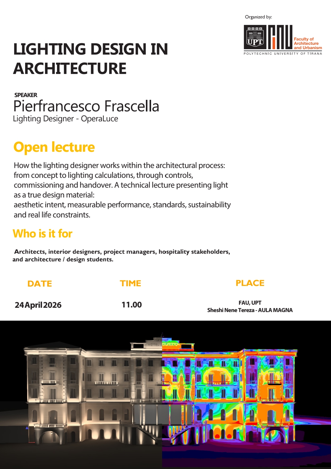 Open lecture - Pierfrancesco Frascella - Lighting Design in Architecture